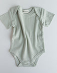 Narzbaby Baby bodysuit Short Sleeve Ribbed Bodysuit -Pistachio