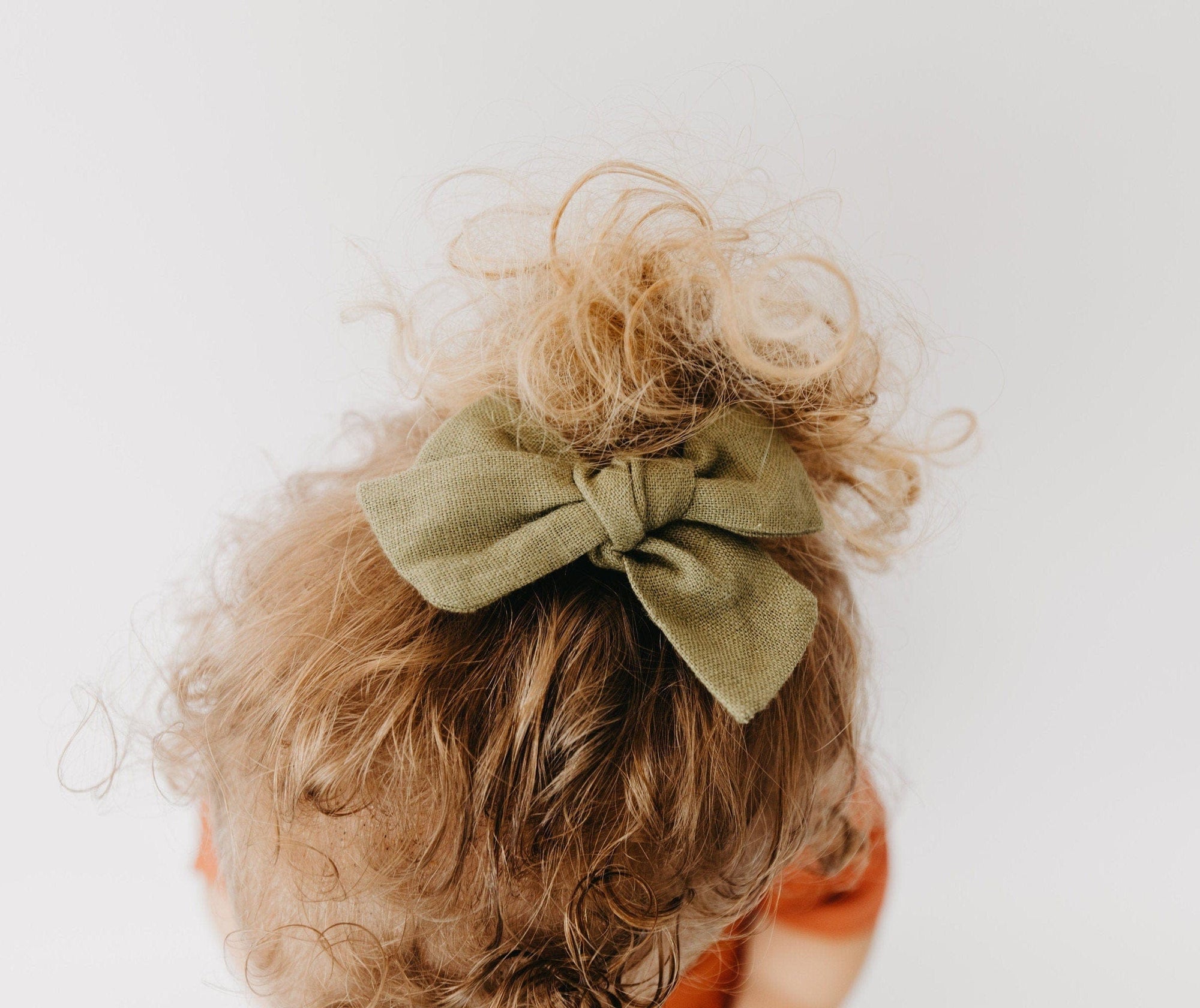 Narzbaby Bows Moss-Hair Clip Handmade Linen Bow