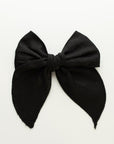 Noir Handmade Linen Bow for Girls – Elegant 5.5” x 4.5” Clip, Perfect for Special Occasions, Photoshoots, and Everyday Wear – Stylish Black Hair Accessory for Kids, Secure Alligator Clip, Easy to Care, Ideal for Gifts