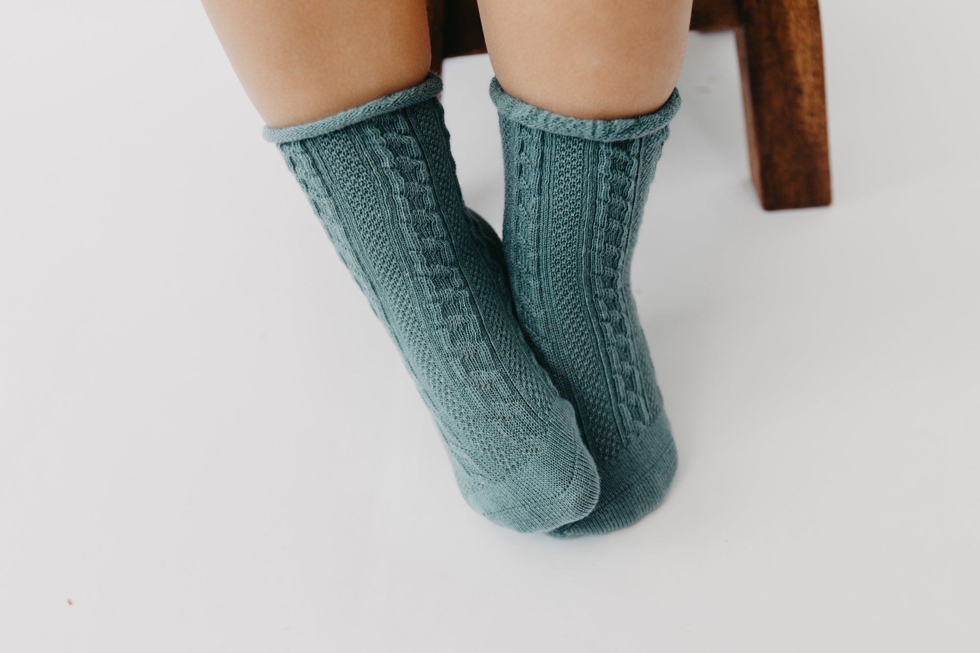 Narz Baby Socks Jade / 0-6 MO Cable Knit Socks