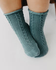 Narz Baby Socks Jade / 0-6 MO Cable Knit Socks