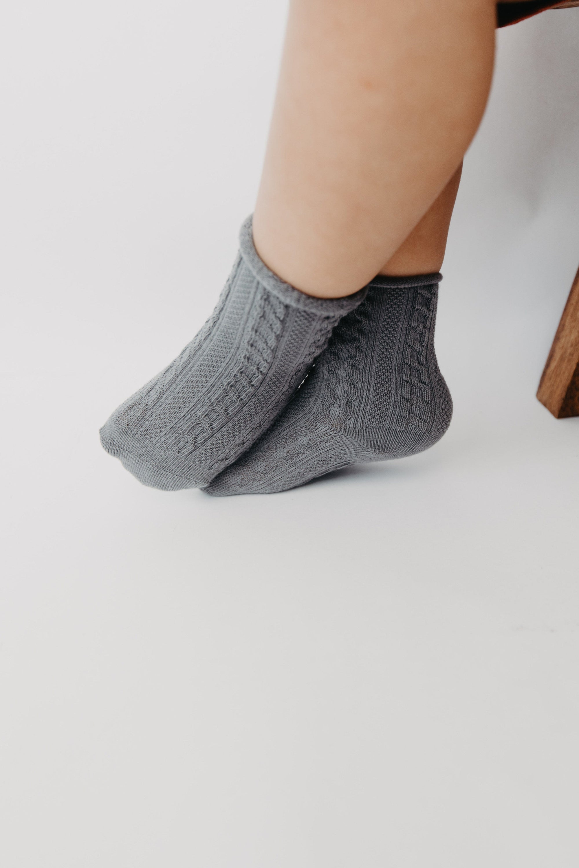 Narz Baby Socks Slate / 0-6 MO Cable Knit Socks