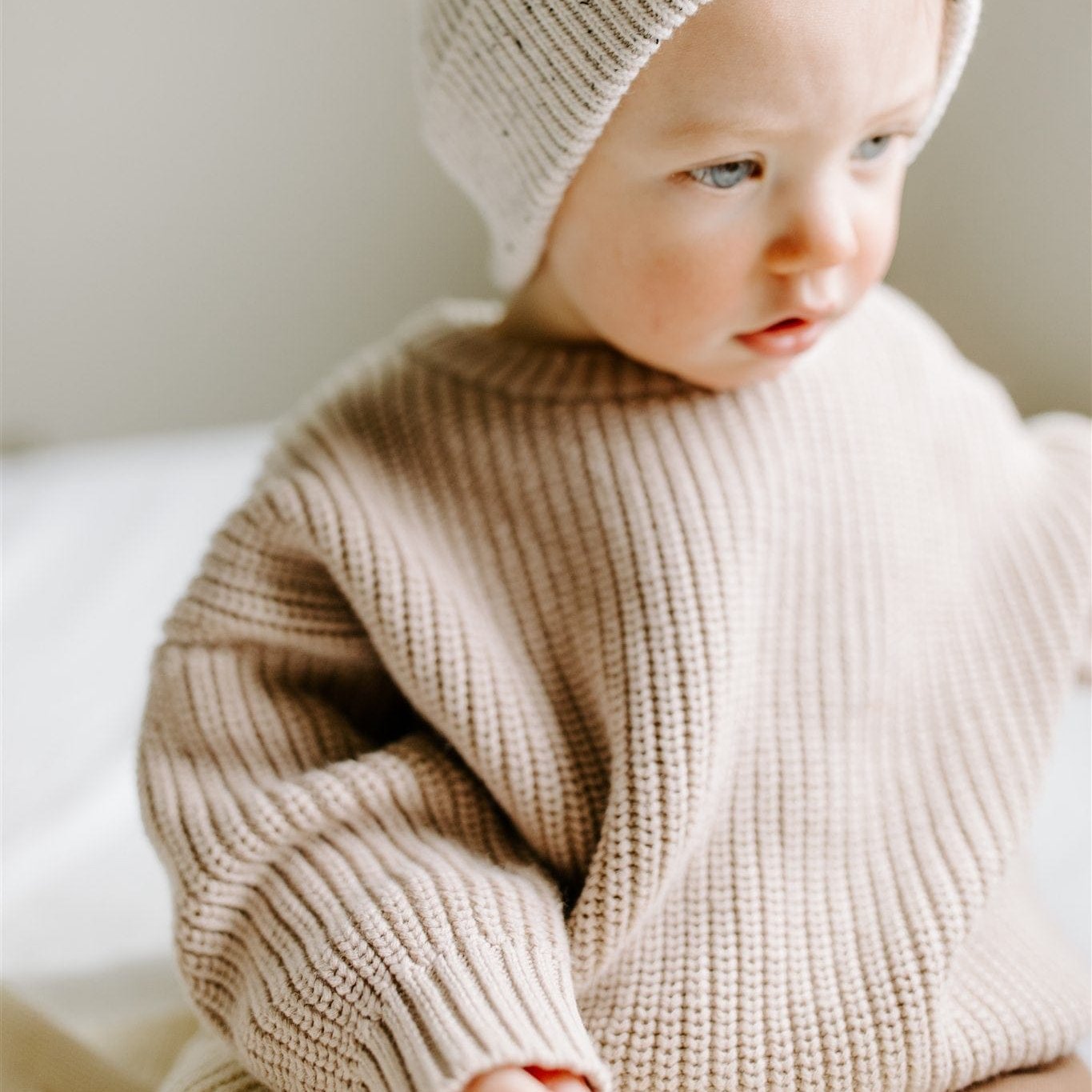  Chase Oversized Baby Pullover in Chai – 100% Organic Cotton, Cozy & Warm, Perfect for Fall & Winter, Stylish and Comfortable Baby Sweater, Ideal Gift for Newborns and Toddlers