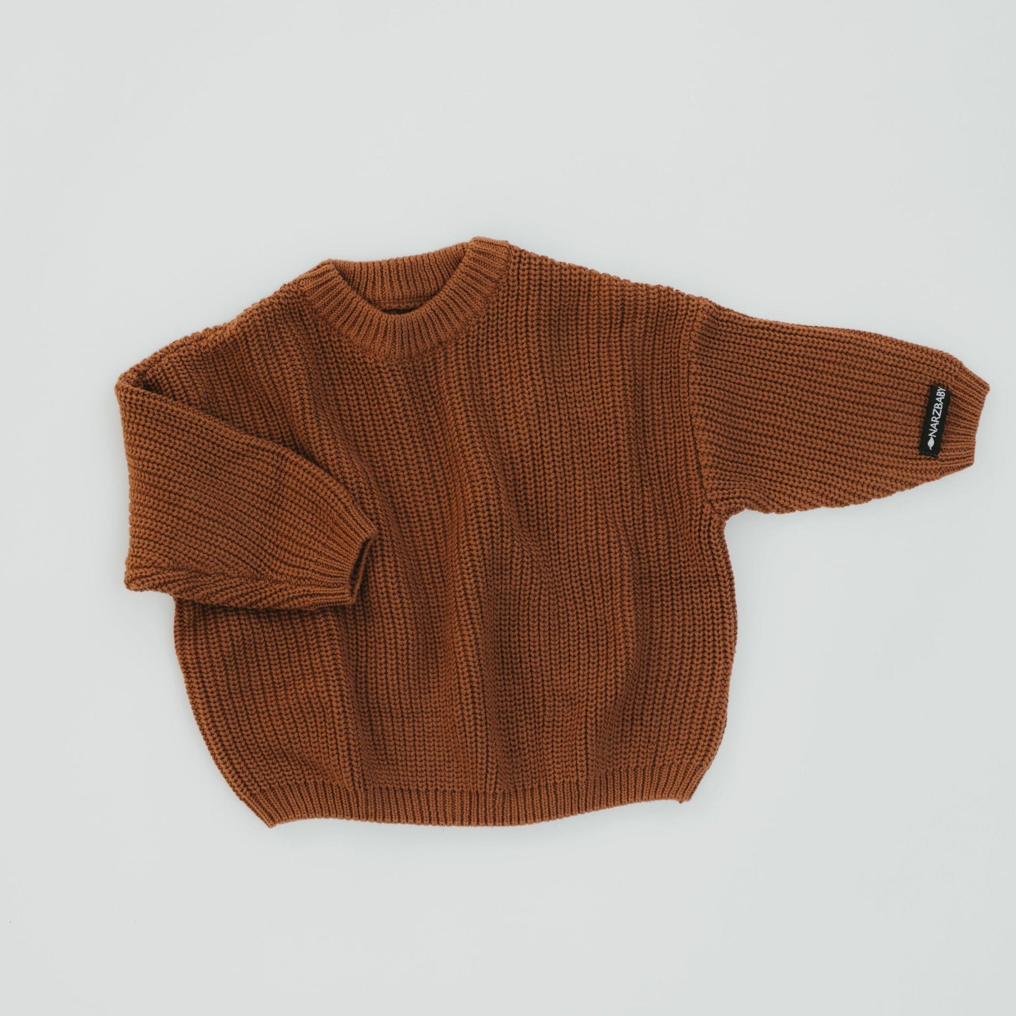 Oak Oversized Sweater in Burnt Sienna – Cozy Chunky Knit for Babies and Toddlers, 100% Cotton, Earthy Tones, Gender-Neutral, Perfect for Gifting, Year-Round Comfort