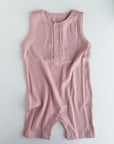 Narzbaby Bodysuit Pale Pink / 0-3 MO Armless Ribbed Romper