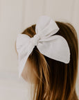 Ivory Handmade Linen Bow for Girls – Elegant Hair Accessory for Special Occasions and Everyday Wear | Soft Ivory Linen, Alligator Clip for Secure Fit, Perfect for Weddings, Photoshoots, Holidays, Baby Showers, and Gifts | Stylish, Versatile, and Easy to Care For