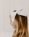 Ivory Handmade Linen Bow for Girls – Elegant Hair Accessory for Special Occasions and Everyday Wear | Soft Ivory Linen, Alligator Clip for Secure Fit, Perfect for Weddings, Photoshoots, Holidays, Baby Showers, and Gifts | Stylish, Versatile, and Easy to Care For